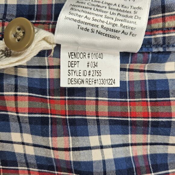Eddie‎ Bauer Shirt Mens Large Blue Red Plaid Button Up Short Sleeve Outdoor - Picture 7 of 8